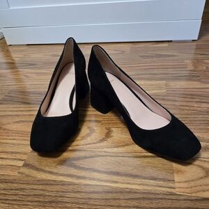 J. Crew Black Suede Block Heel Pumps